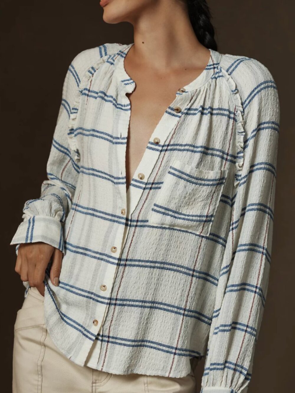 Pilcro Relaxed Plaid Buttondown Shirt Size XL